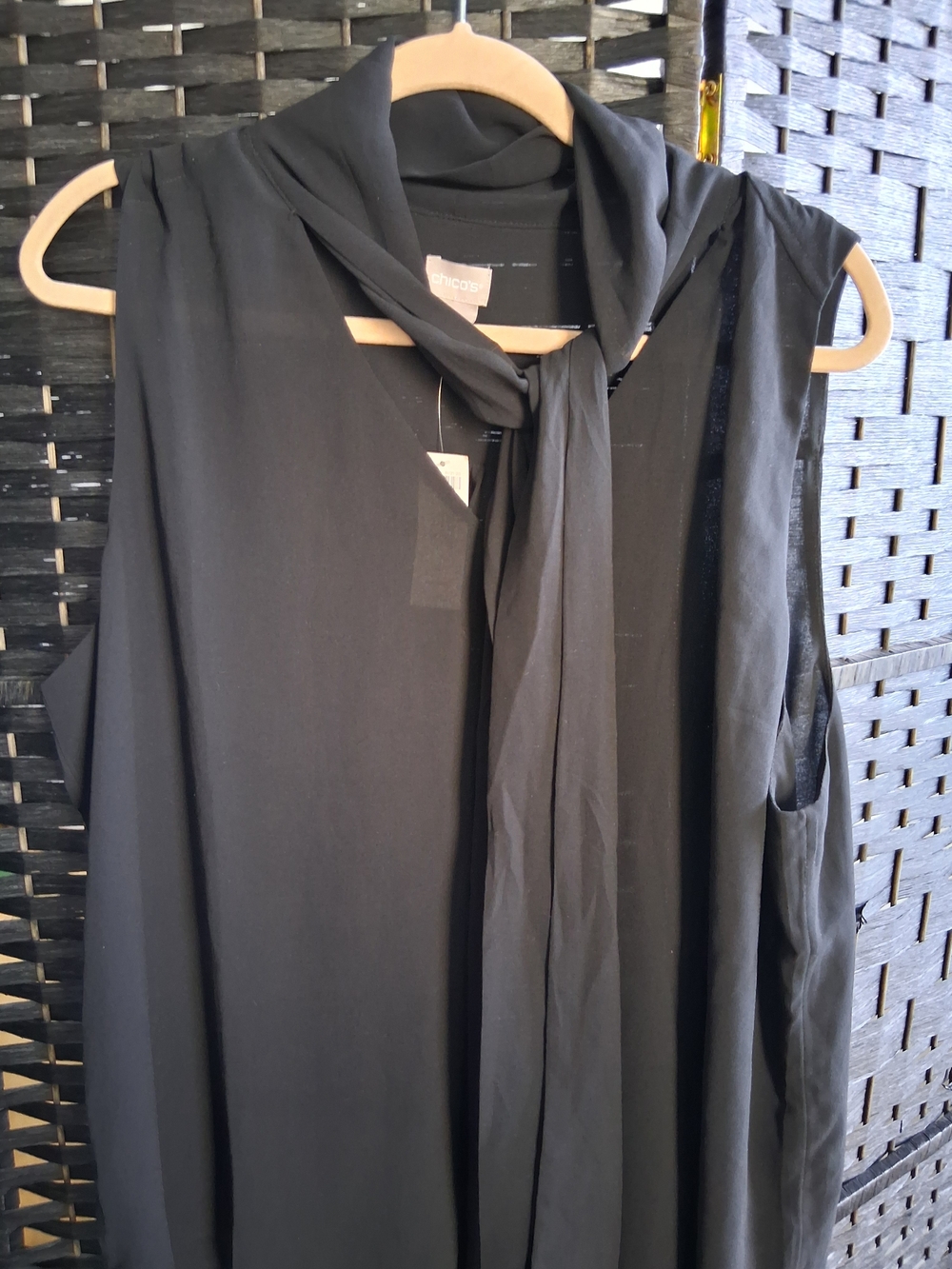Chico's Black Sleeveless Tie-Neck Top